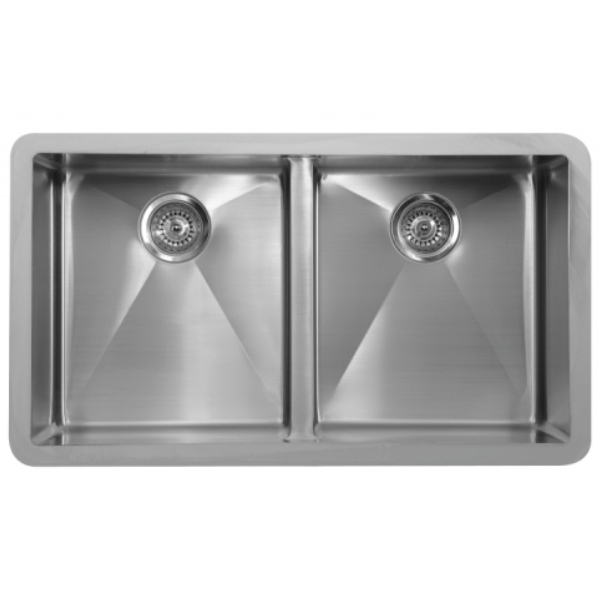 34" Seamless Undermount Double Equal Bowl Stainless Steel Kitchen Sink