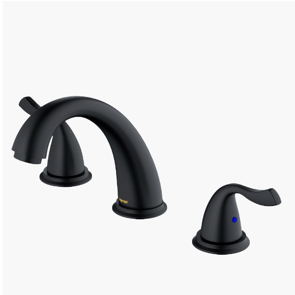 Karran KBF450 Fulham Three Hole Two Handle Widespread Bathroom Faucet with Matching Pop-up Drain in Matte Black