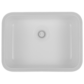 24" Seamless Undermount Single Bowl Acrylic Kitchen Sink-White