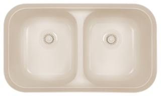 33" Seamless Undermount Double Equal Bowl Acrylic Kitchen Sink-Bisque