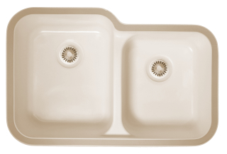32" Seamless Undermount Double Bowl Acrylic Kitchen Sink-Bisque
