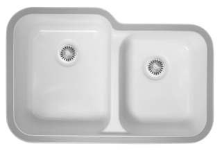 32" Seamless Undermount Double Bowl Acrylic Kitchen Sink-White