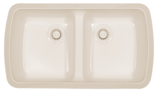 33" Seamless Undermount Double Equal Bowl Acrylic Kitchen Sink-Bisque