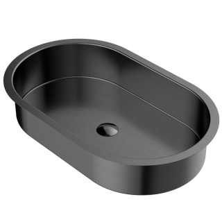 Karran Cinox Stainless Steel Oval Undermount Sink in Gunmetal Grey