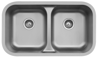32" Seamless Undermount Double Equal Bowl Stainless Steel Kitchen Sink