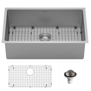 30" Undermount Large Single Bowl Stainless Steel Kitchen Sink Kit