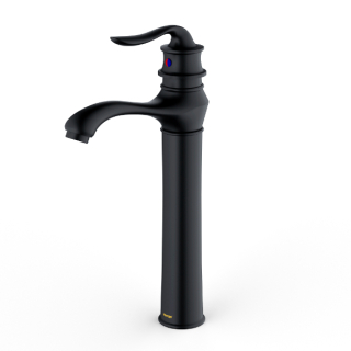 Karran KBF432 Dartford Single Hole Single Handle Vessel Bathroom Faucet with Matching Pop-up Drain in Matte Black