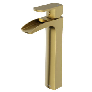 Karran KBF442 Kassel Single Hole Single Handle Vessel Bathroom Faucet with Matching Pop-up Drain in Brushed Gold