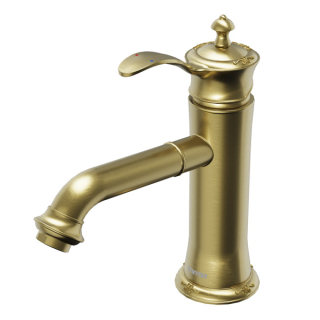 Karran Vineyard KBF470 Single-Handle Single Hole Basin Bathroom Faucet with Matching Pop-up Drain in Brushed Gold
