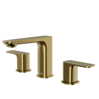 Karran Venda KBF514 2-Handle Three Hole Widespread Bathroom Faucet with Matching Pop-up Drain in Brushed Gold