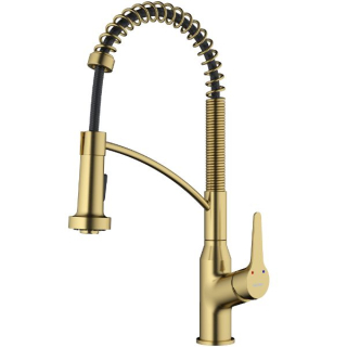 Scottsdale Single-Handle Pull-Down Commercial Style Sprayer Kitchen Faucet in Brushed Gold