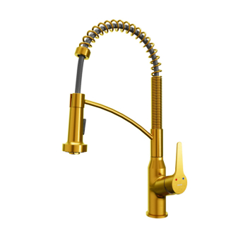 Karran Scottsdale Single-Handle Pull-Down Sprayer Kitchen Faucet in Gold