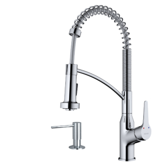 Karran Scottsdale Single-Handle Pull-Down Sprayer Kitchen Faucet with Matching Soap Dispenser in Chrome