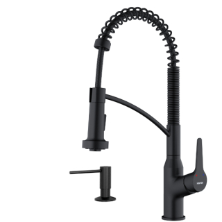 Karran Scottsdale Single-Handle Pull-Down Sprayer Kitchen Faucet with Matching Soap Dispenser in Matte Black