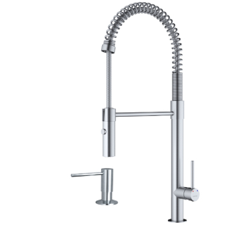 Karran Bluffton Single-Handle Pull-Down Sprayer Kitchen Faucet with Matching Soap Dispenser in Stainless Steel