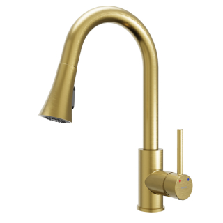 Karran Weybridge Single-Handle Pull-Down Sprayer Kitchen Faucet in Brushed Gold