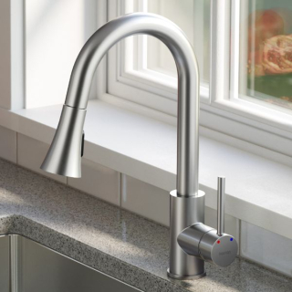 Weybridge Single-Handle Pull-Down Sprayer Kitchen Faucet in Stainless Steel