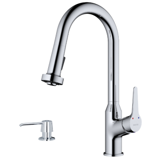 Karran Dockton Single-Handle Pull-Down Sprayer Kitchen Faucet with Matching Soap Dispenser in Chrome