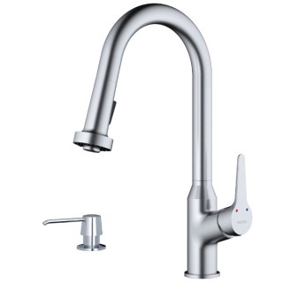 Karran Dockton Single-Handle Pull-Down Sprayer Kitchen Faucet with Matching Soap Dispenser in Stainless Steel