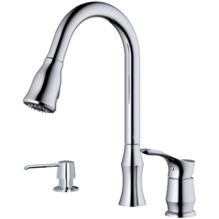 Karran Hillwood Single-Handle Pull-Down Sprayer Kitchen Faucet with Matching Soap Dispenser in Chrome