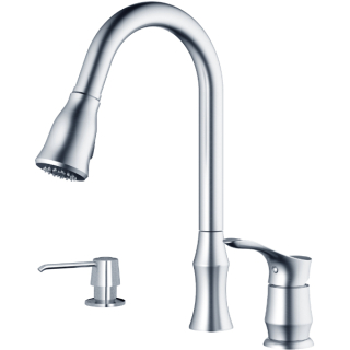 Karran Hillwood Single-Handle Pull-Down Sprayer Kitchen Faucet with Matching Soap Dispenser in Stainless Steel