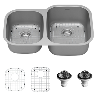 Karran 32" Undermount 18-Gauge Stainless Steel 40/60 Double Bowl Kitchen Sink Kit