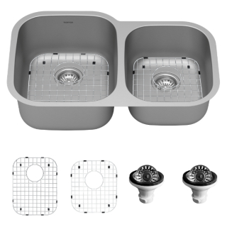 Karran 32" Undermount 18-Gauge Stainless Steel 60/40 Double Bowl Kitchen Sink Kit