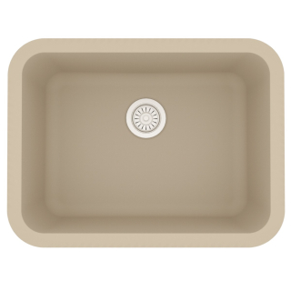 24" Seamless Undermount Single Bowl Quartz Kitchen Sink-Bisque