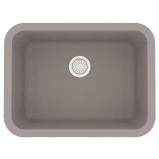 24" Seamless Undermount Single Bowl Quartz Kitchen Sink-Concrete