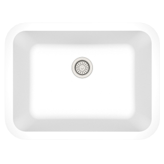 24" Seamless Undermount Single Bowl Quartz Kitchen Sink-White