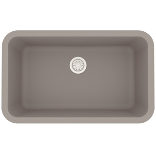 31" Seamless Undermount Large Single Bowl Quartz Kitchen Sink-Concrete