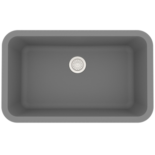 31" Seamless Undermount Large Single Bowl Quartz Kitchen Sink-Grey