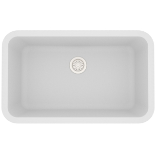 31" Seamless Undermount Large Single Bowl Quartz Kitchen Sink-White