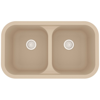 32" Seamless Undermount Double Equal Bowl Quartz Kitchen Sink in Bisque