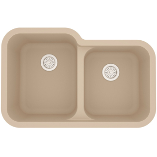 32" Seamless Undermount Large/Small Bowl Quartz Kitchen Sink in Bisque
