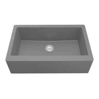 34" Undermount Large Single Bowl Quartz Farmhouse Kitchen Sink in Grey