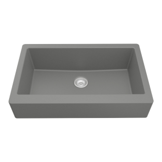 34" Retrofit Undermount Large Single Bowl Quartz Farmhouse Kitchen Sink in Grey