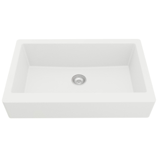 34" Retrofit Undermount Large Single Bowl Quartz Farmhouse Kitchen Sink in White