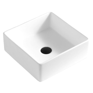 Karran Quattro QM174 Matte White Acrylic 15" Square Bathroom Vessel Sink