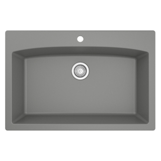 33" Top Mount Large Single Bowl Quartz Kitchen Sink in Grey