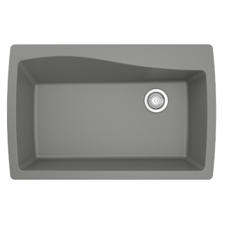 34" Top Mount Large Single Bowl Quartz Kitchen Sink in Grey