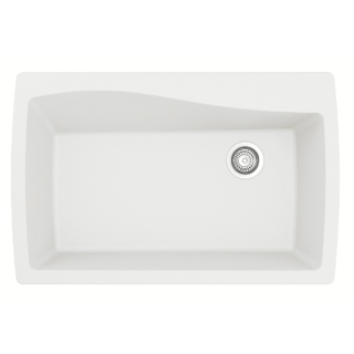 34" Top Mount Large Single Bowl Quartz Kitchen Sink in White