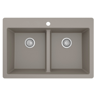33" Top Mount Double Equal Bowl Quartz Kitchen Sink in Concrete