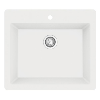 Karran QT-820 Top Mount 25" Single Bowl Quartz Kitchen Sink in White