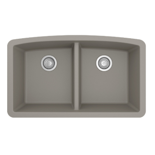 32" Undermount Double Equal Bowl Quartz Kitchen Sink in Concrete
