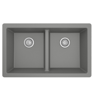 32" Undermount Double Equal Bowl Quartz Kitchen Sink in Grey