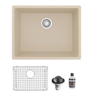 Karran QU-820 Undermount 24-3/8" Single Bowl Quartz Kitchen Sink Kit in Bisque