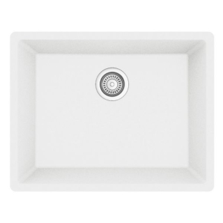 Karran QU-820 Undermount 24-3/8" Single Bowl Quartz Kitchen Sink in White