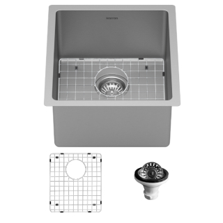 Karran 17" Undermount 16-Gauge Stainless Steel Single Bowl Kitchen Sink Kit