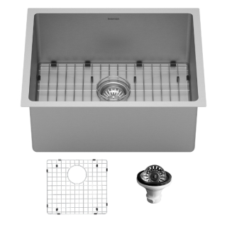 Karran 21" Undermount 16-Gauge Stainless Steel Single Bowl Kitchen Sink Kit